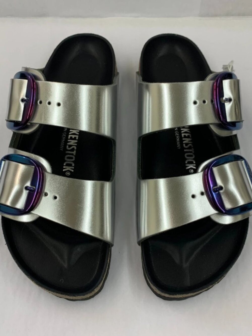 Birkenstock Arizona Big Buckle Metallic Silver Leather Exquisite Narrow Width